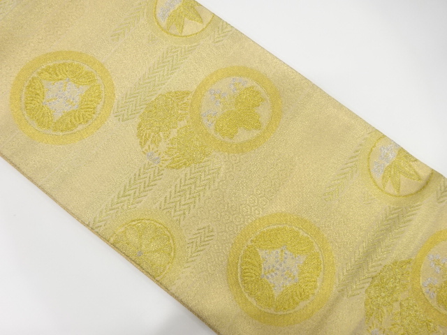 ヱ霞に桐丸紋織り出し袋帯